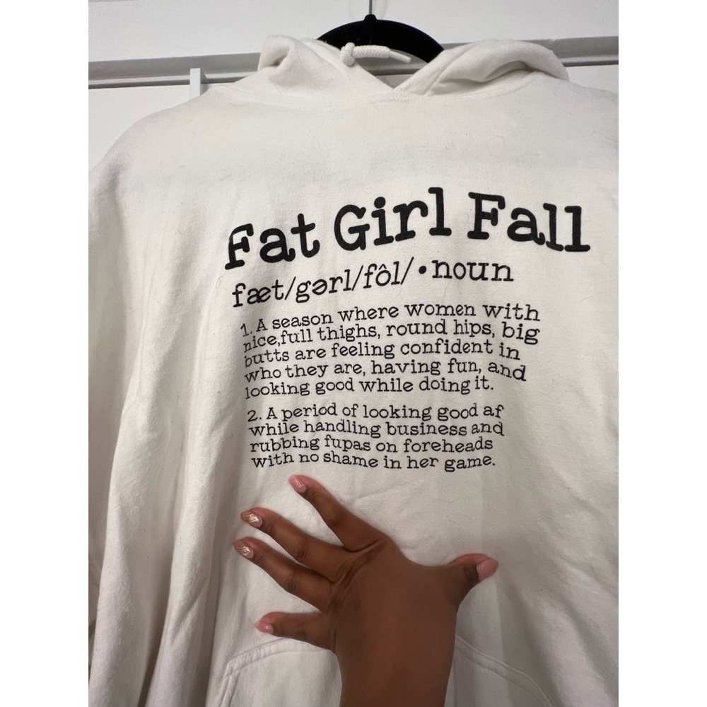 Fat Girl Fall White Hoodie in a Size 3x